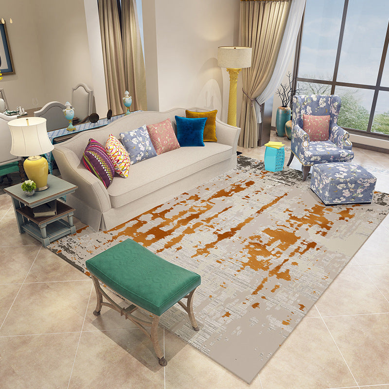 Beige Modern Rug Polyester Graphic Indoor Rug Stain Resistant Rug for Living Room