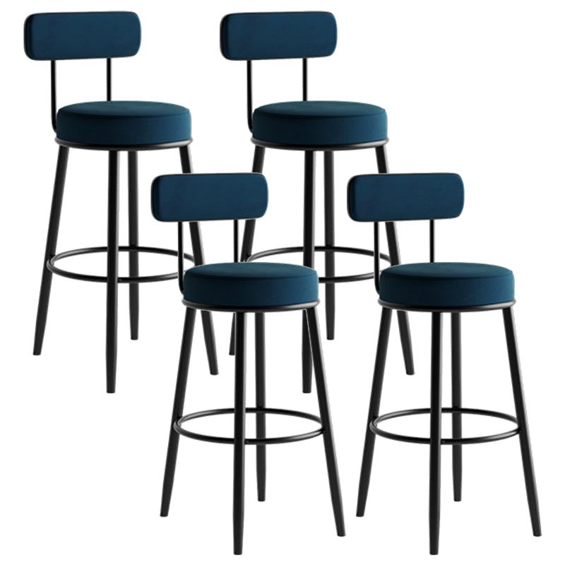 Modern Armless Backrest Counter Stool Iron Dining Room Bar Stool with Cushion and Pedal