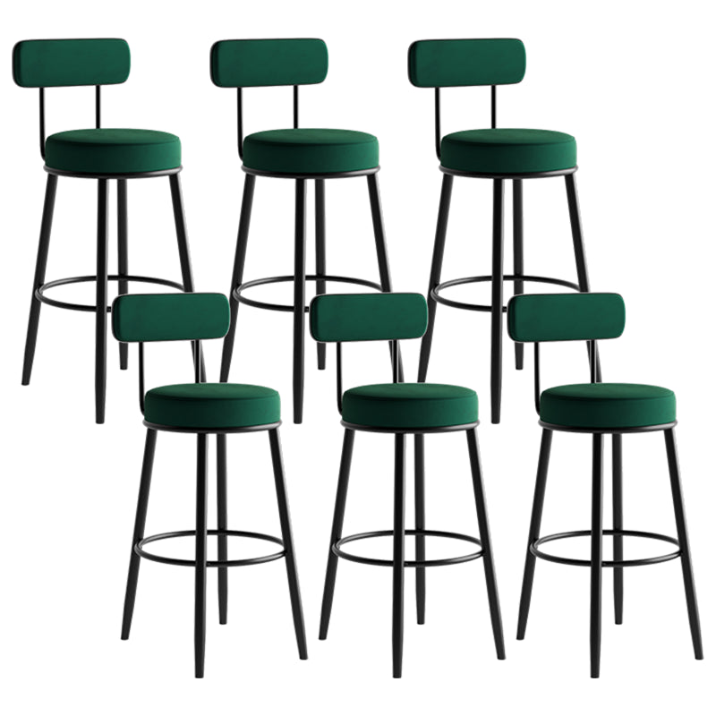 Modern Armless Backrest Counter Stool Iron Dining Room Bar Stool with Cushion and Pedal