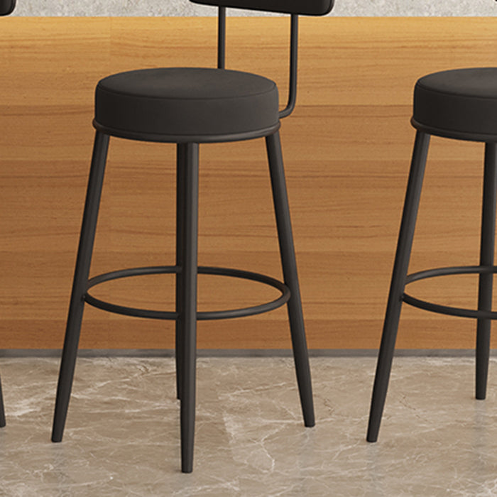 Modern Armless Backrest Counter Stool Iron Dining Room Bar Stool with Cushion and Pedal
