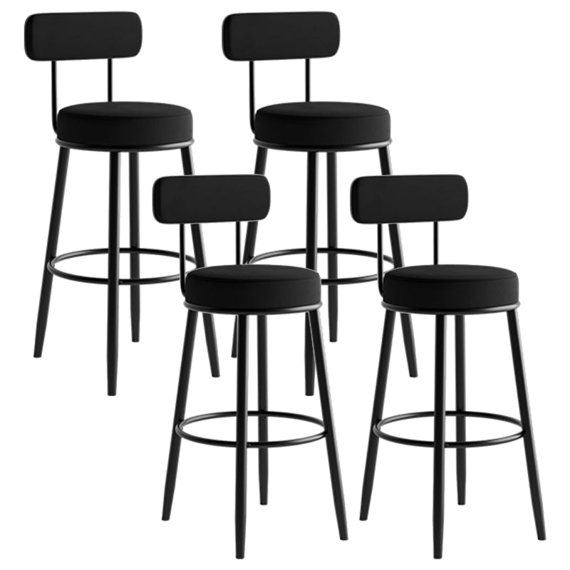 Modern Armless Backrest Counter Stool Iron Dining Room Bar Stool with Cushion and Pedal
