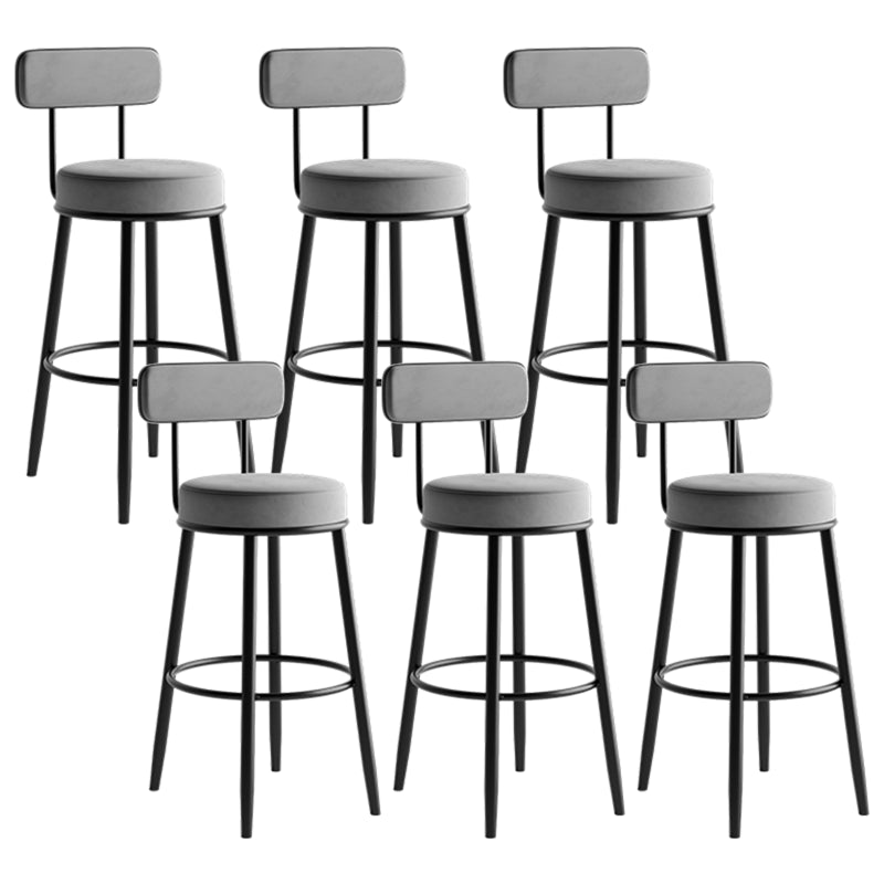 Modern Armless Backrest Counter Stool Iron Dining Room Bar Stool with Cushion and Pedal