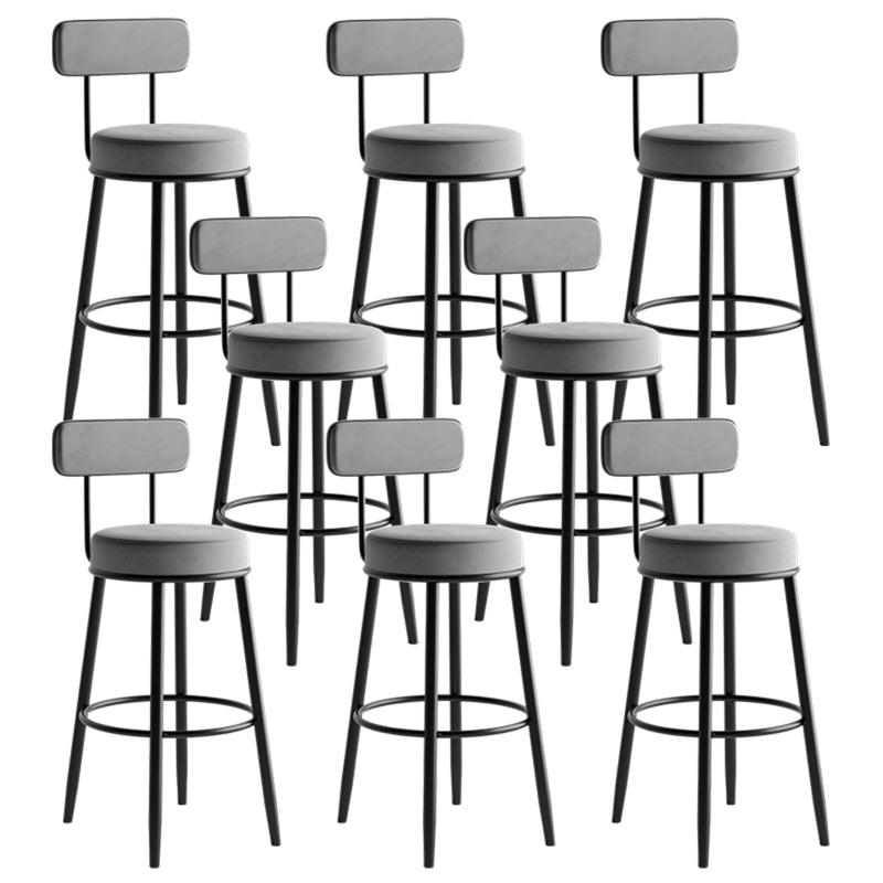 Modern Armless Backrest Counter Stool Iron Dining Room Bar Stool with Cushion and Pedal