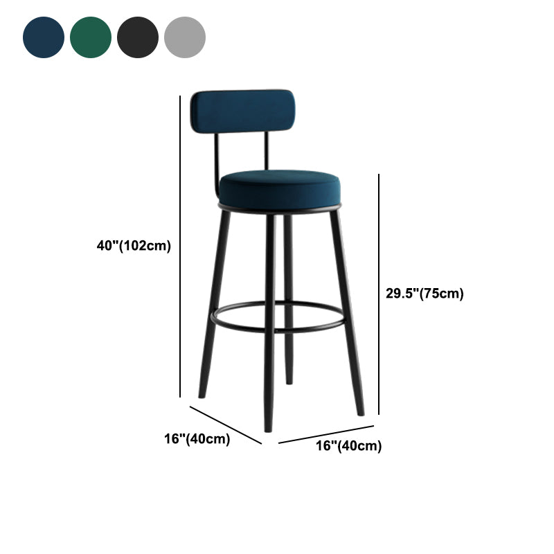 Modern Armless Backrest Counter Stool Iron Dining Room Bar Stool with Cushion and Pedal