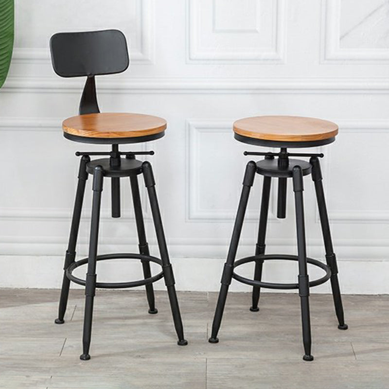 Industrial Bar and Counter Stool Adjustable Height Stool with 4 Black Legs