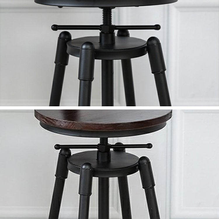 Industrial Bar and Counter Stool Adjustable Height Stool with 4 Black Legs
