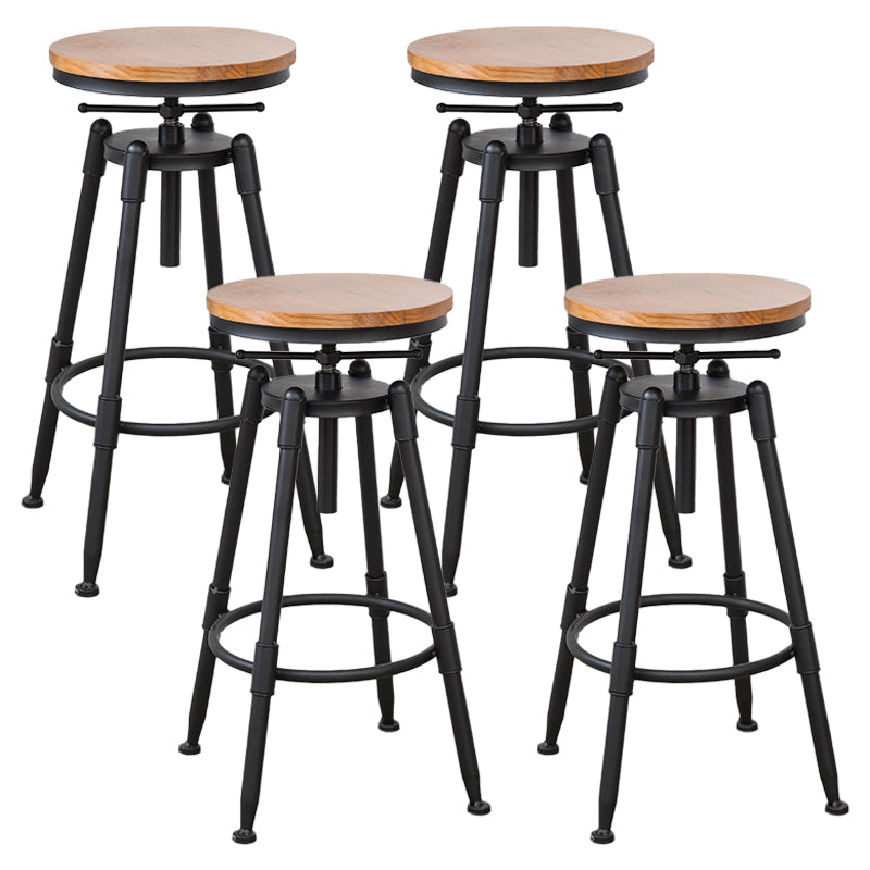 Industrial Bar and Counter Stool Adjustable Height Stool with 4 Black Legs