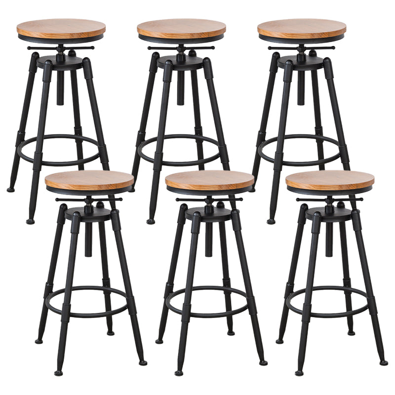 Industrial Bar and Counter Stool Adjustable Height Stool with 4 Black Legs