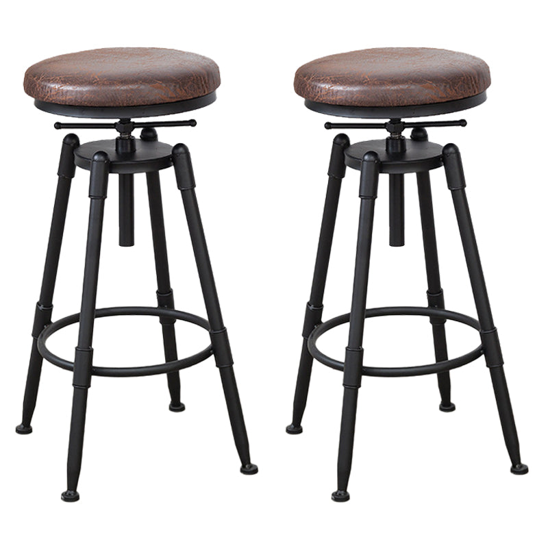 Industrial Bar and Counter Stool Adjustable Height Stool with 4 Black Legs