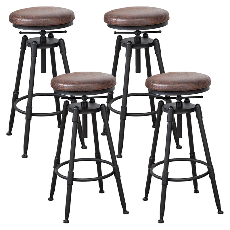 Industrial Bar and Counter Stool Adjustable Height Stool with 4 Black Legs