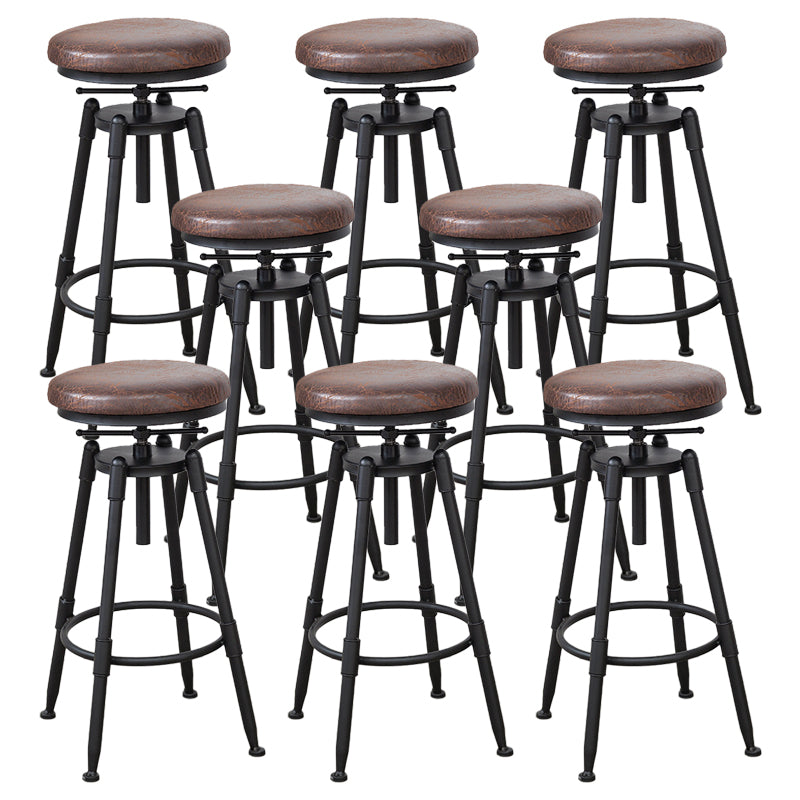 Industrial Bar and Counter Stool Adjustable Height Stool with 4 Black Legs