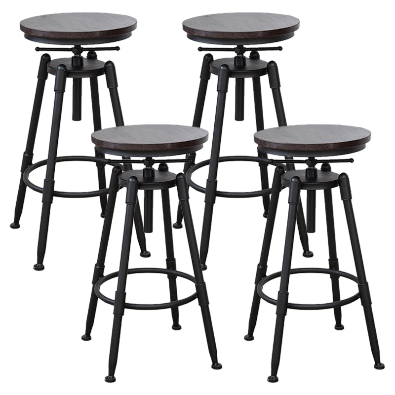 Industrial Bar and Counter Stool Adjustable Height Stool with 4 Black Legs