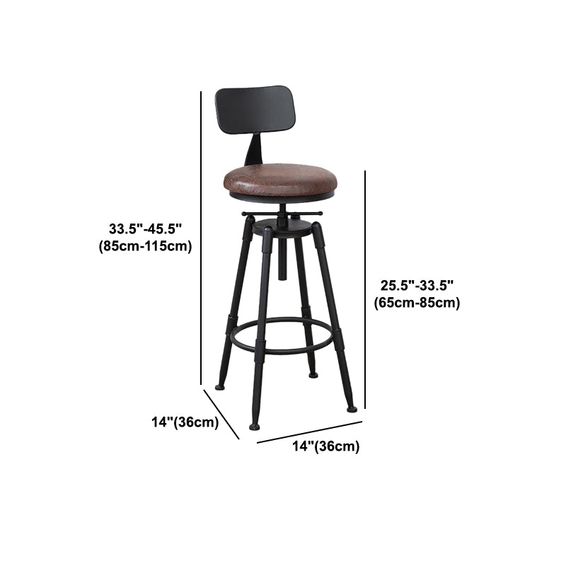 Industrial Bar and Counter Stool Adjustable Height Stool with 4 Black Legs