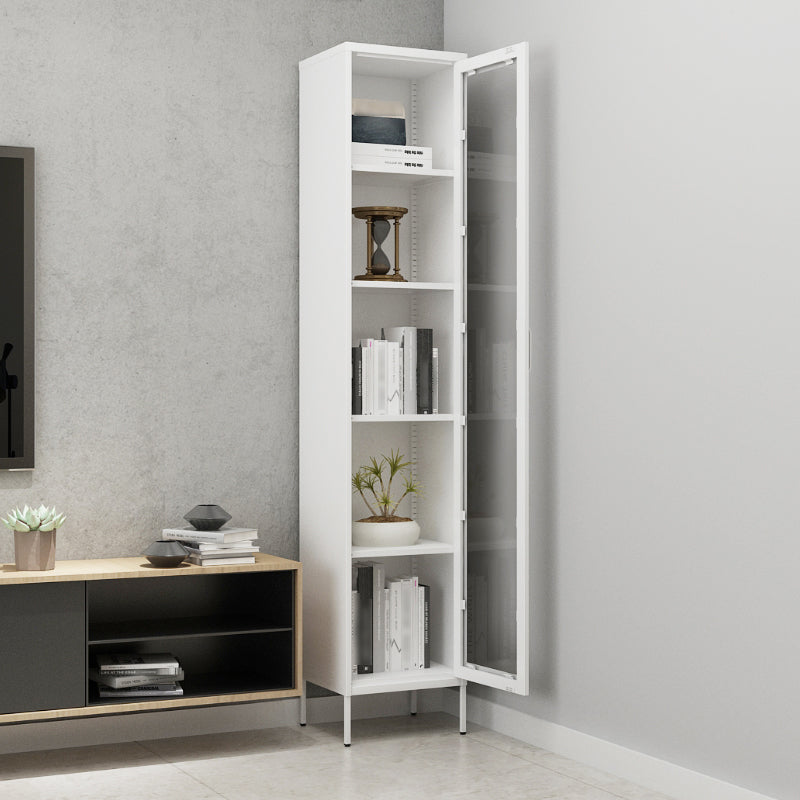 Scandinavian Standard Bookcase Metal Closed Back Bookshelf with Door