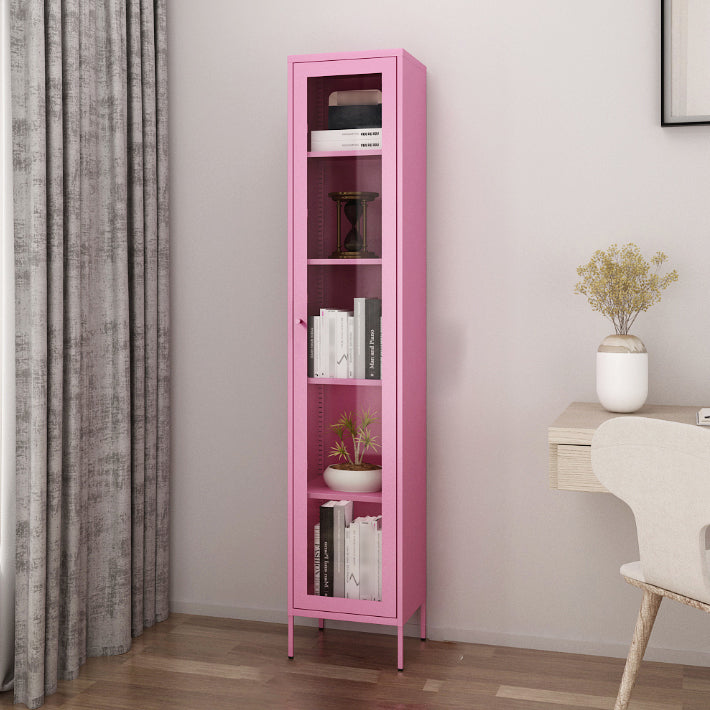 Scandinavian Standard Bookcase Metal Closed Back Bookshelf with Door