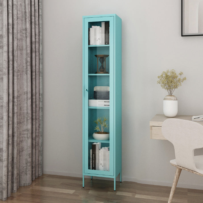 Scandinavian Standard Bookcase Metal Closed Back Bookshelf with Door