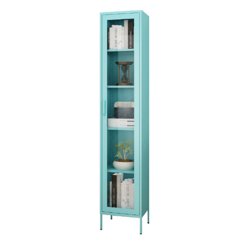 Scandinavian Standard Bookcase Metal Closed Back Bookshelf with Door