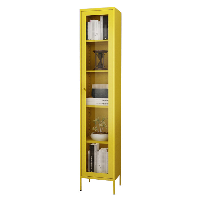Scandinavian Standard Bookcase Metal Closed Back Bookshelf with Door