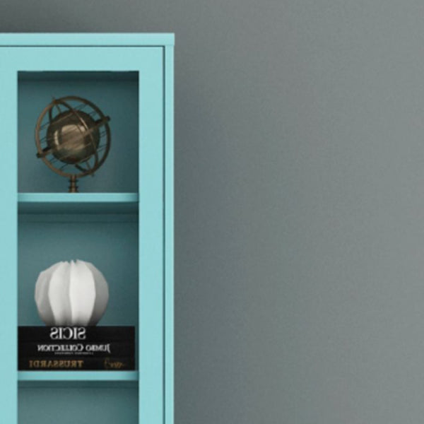 Scandinavian Standard Bookcase Metal Closed Back Bookshelf with Door