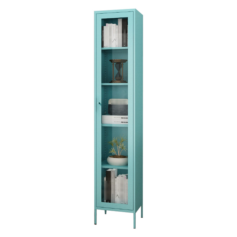Scandinavian Standard Bookcase Metal Closed Back Bookshelf with Door