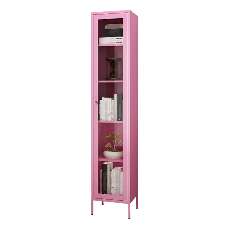 Scandinavian Standard Bookcase Metal Closed Back Bookshelf with Door