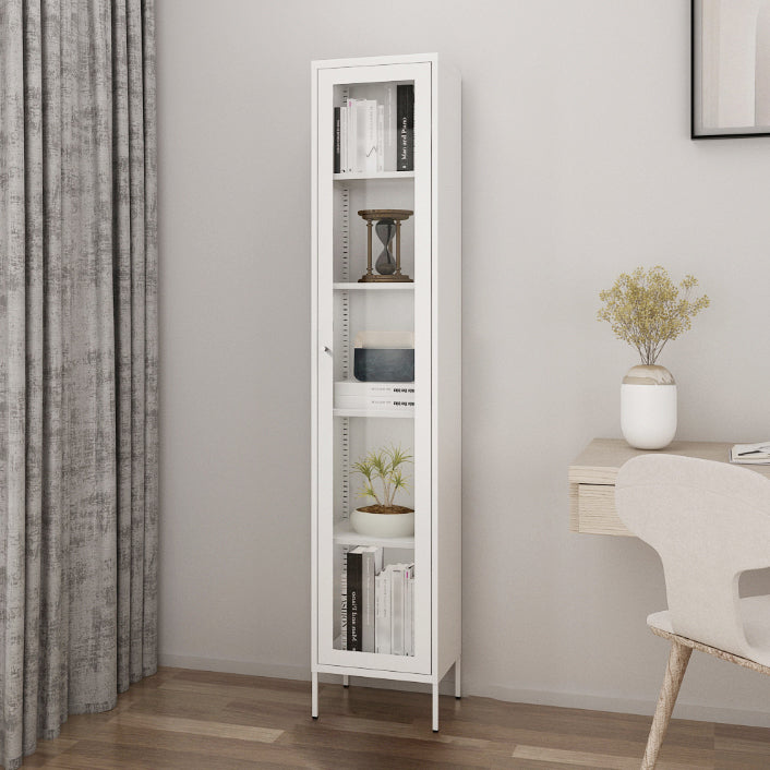 Scandinavian Standard Bookcase Metal Closed Back Bookshelf with Door