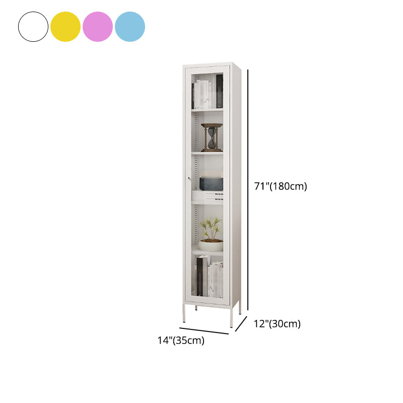 Scandinavian Standard Bookcase Metal Closed Back Bookshelf with Door