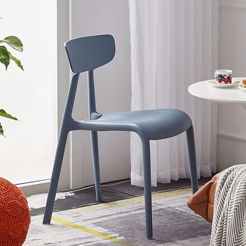 Metal Solid Color Armless Chair Four-Leg Stackable Accent Chair