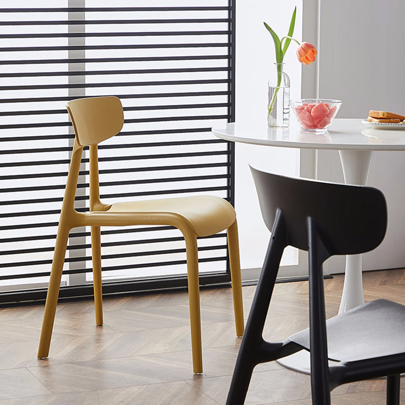 Metal Solid Color Armless Chair Four-Leg Stackable Accent Chair