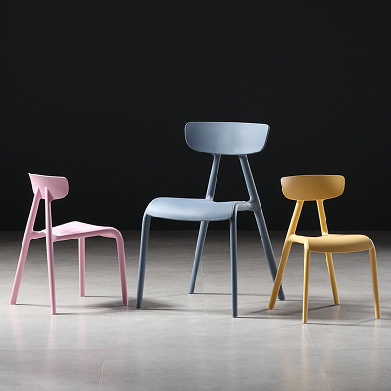 Metal Solid Color Armless Chair Four-Leg Stackable Accent Chair