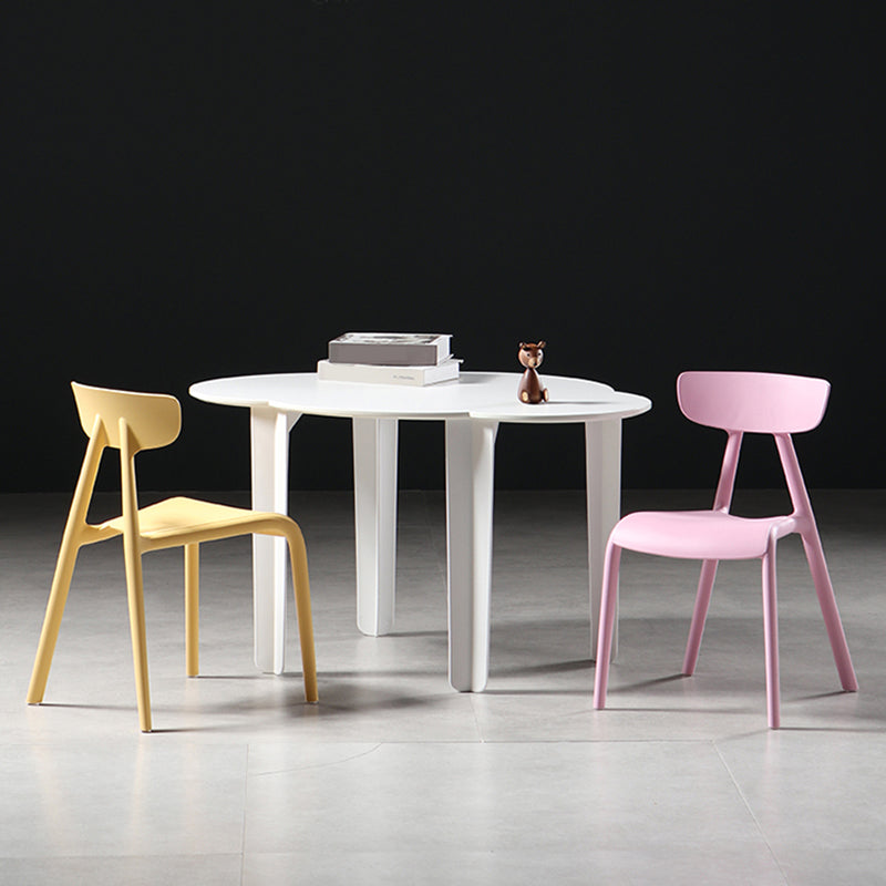 Metal Solid Color Armless Chair Four-Leg Stackable Accent Chair