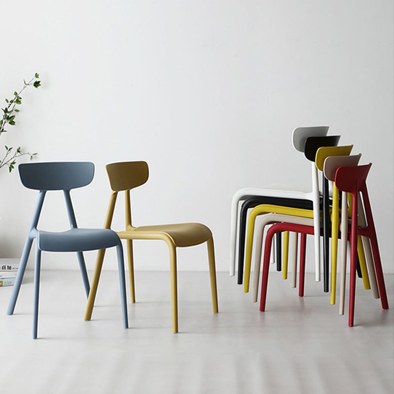 Metal Solid Color Armless Chair Four-Leg Stackable Accent Chair