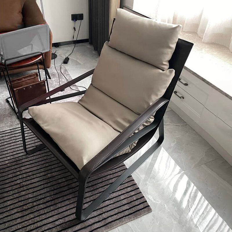 Solid Color Armchair With headrest, Modern Iron Frame Lounge Chair