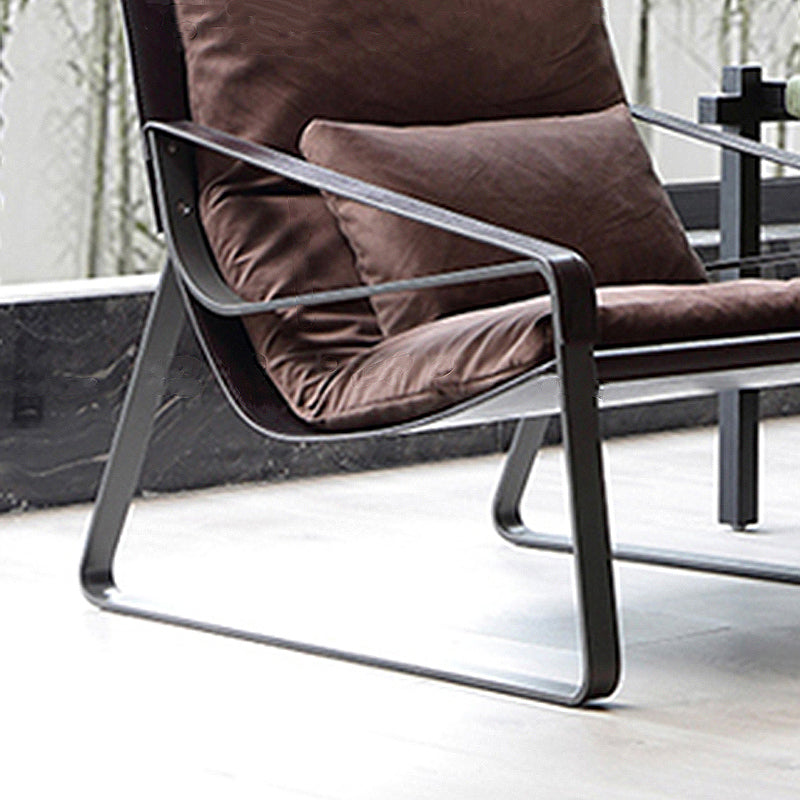 Solid Color Armchair With headrest, Modern Iron Frame Lounge Chair