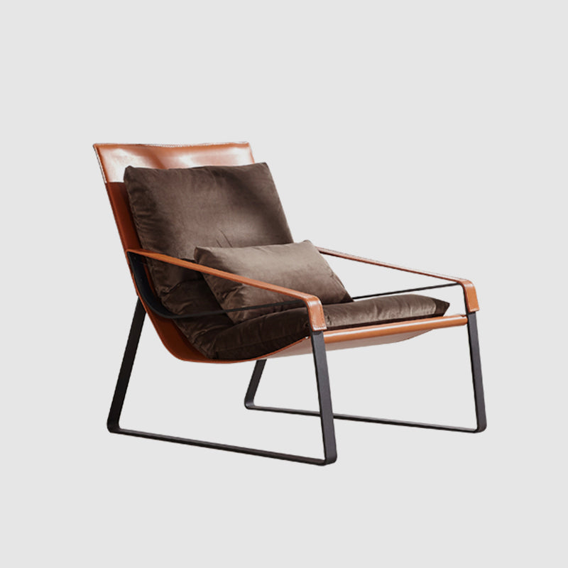 Solid Color Armchair With headrest, Modern Iron Frame Lounge Chair