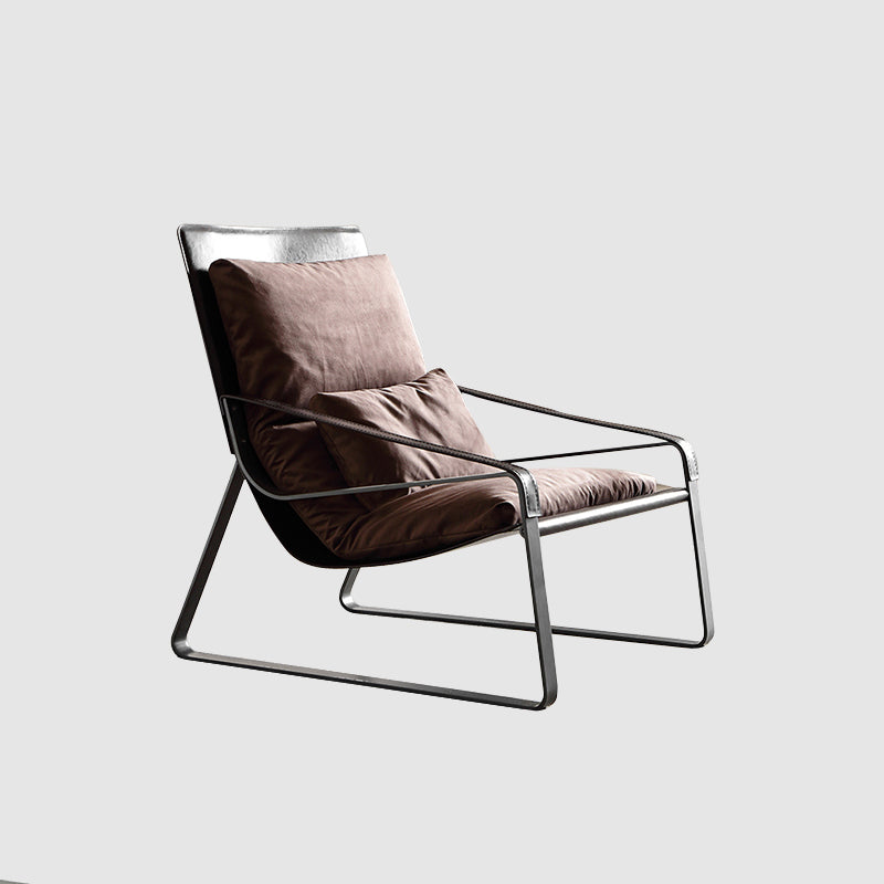Solid Color Armchair With headrest, Modern Iron Frame Lounge Chair