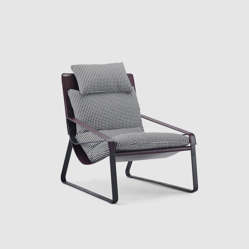 Solid Color Armchair With headrest, Modern Iron Frame Lounge Chair
