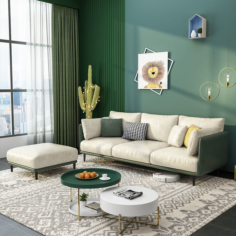 3 Seater 33.4"H Faux Leather Square Arm Sofa for Living Room