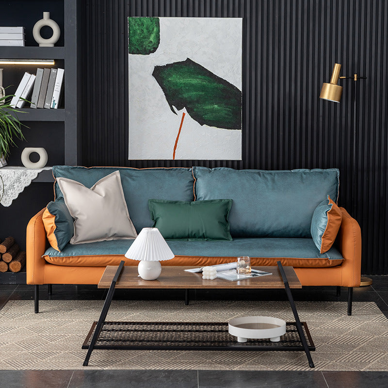 Contemporary Square Arm Sofa Standard Sofa with Pillows for Living Room, Apartment