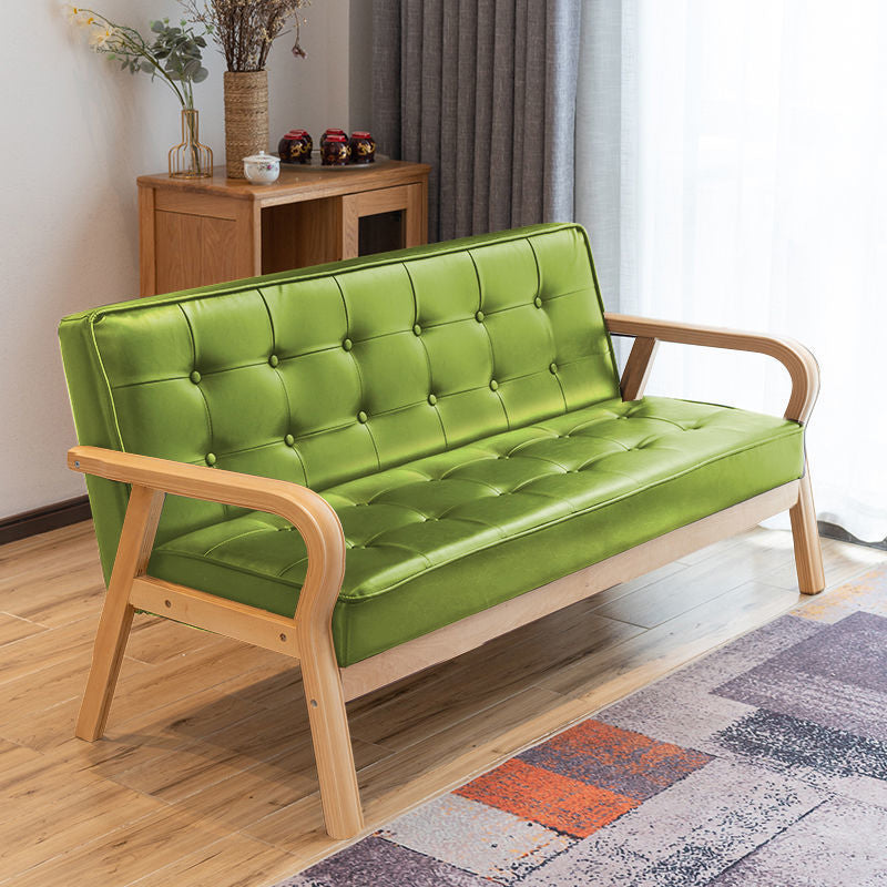 29.5"H Faux Leather Tuxedo Solid Color Square Arm Sofa for Living Room