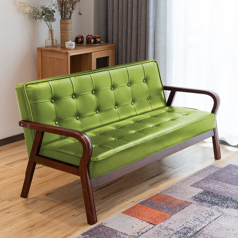 29.5"H Faux Leather Tuxedo Solid Color Square Arm Sofa for Living Room