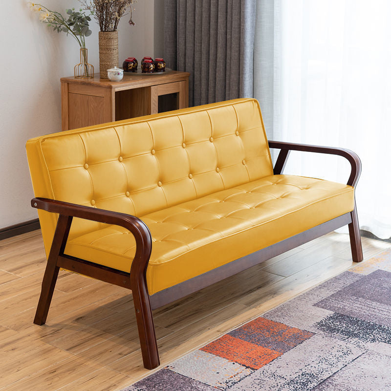 29.5"H Faux Leather Tuxedo Solid Color Square Arm Sofa for Living Room