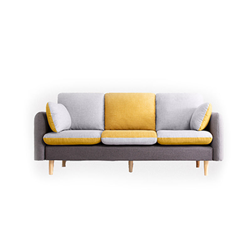 Linen Contemporary Square Arm Sofa Washable Standard Sofa for Living Room