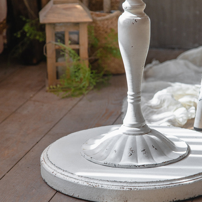 Pedestal Side Table Wood Round Side End Table- Distressed Surface Treatment