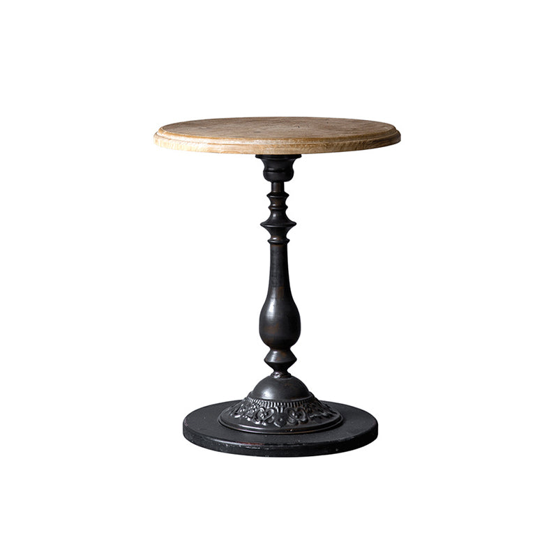 Pedestal Side Table Wood Round Side End Table- Distressed Surface Treatment