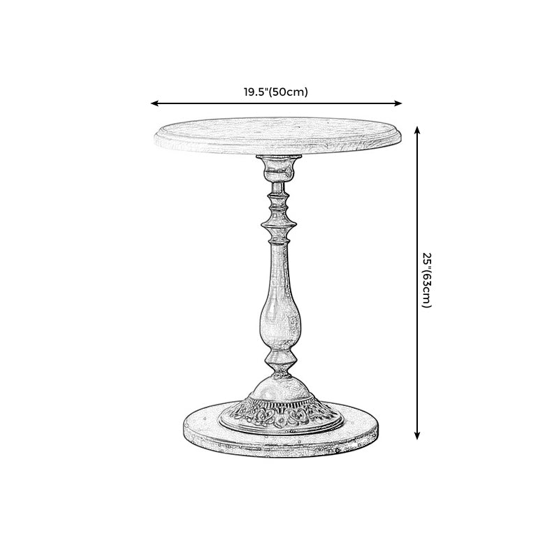 Pedestal Side Table Wood Round Side End Table- Distressed Surface Treatment