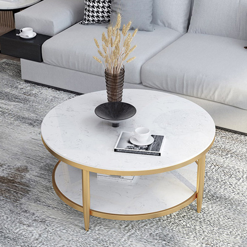4 Legs 1 Single Coffee Table Modern Marble Round Cocktail Table