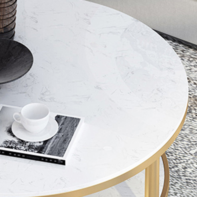 4 Legs 1 Single Coffee Table Modern Marble Round Cocktail Table