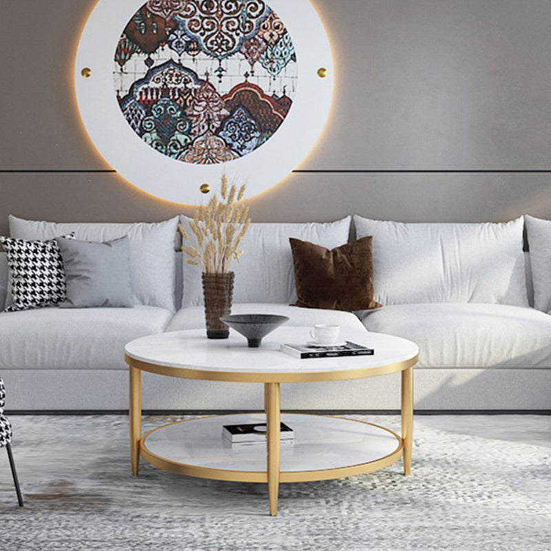 4 Legs 1 Single Coffee Table Modern Marble Round Cocktail Table