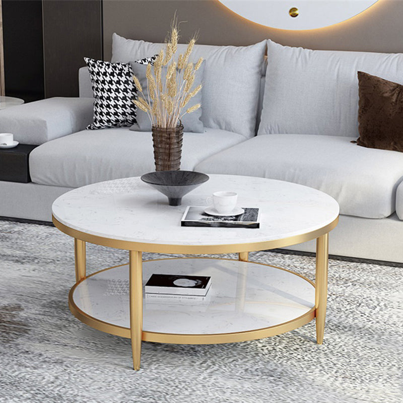 4 Legs 1 Single Coffee Table Modern Marble Round Cocktail Table